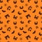 Pattern for Halloween. Seamless pattern scary faces, bats