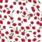 Pattern with hand painted poppies and green leaves.