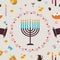 Pattern with Hanukkah symbols. Greeting card