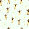Pattern with happy dancing man. Happy dancing people. Light background.