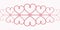 Pattern hearts One Continuous line drawing of red hearts on white background, elegant red vignette, the pattern of the lace header