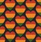 pattern with hearts in traditional Pan African colors - red, yellow, green, black background. Backdrop for Kwanzaa