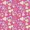 Pattern with hearts, wallpaper for children`s room, vector seamless delicate pattern, background for valentine`s day, delicate col