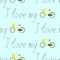 Pattern with I love my lettering and bike