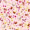 Pattern with ice lolly, cookies, donuts with cream