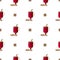 Pattern illustration with composition of cinnamon sticks, irish glasses with mulled wine and cardamon