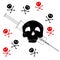 Pattern with the image of Jolly Roger with a syringe. Precaution from drugs. Vector illustration