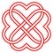 Pattern of intertwined hearts, vector knot weaving of hearts symbol eternal love and friendship