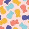 Pattern of jelly gummy bears on pink background