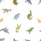 Pattern of Jurassic ancient dinosaurs, prehistoric dino animals background for kids. Collection of dragons for children