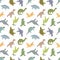 Pattern of Jurassic ancient dinosaurs, prehistoric dino animals background for kids. Collection of dragons for children