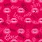 Pattern with kissing lips and type