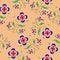 Pattern with ladybugs, flowers and butterfly
