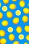 Pattern with lemon fruits. Tropical citrus on classic blue color background.