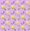 Pattern with lemons, flowers on purple background