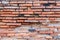 Pattern of line brick wall in ancient ruin.