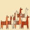 Pattern with llamas. Hand drawn Vector Illustration