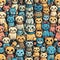 A pattern of lots of cute cats