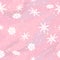 Pattern magical sparkling snowfall in a pastel soft pink sky