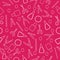 Pattern of manicure accessories on pink background