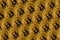 Pattern of many golden bitcoins. Cryptocurrency mining concept