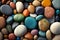 Pattern of many multicolored smooth artificial stones for background, generative AI