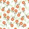 Pattern orange flat stylized flowers