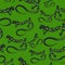 Pattern outline drawing black lizard on a green