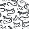 Pattern outline drawing black lizard on a white