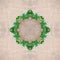Pattern from the photo, square - wreath of green ivy on cotton fabric. Beige gauze