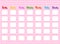 Pattern pink calendar with day weekly,colorful template to take note and remind with beautiful design