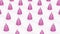 Pattern of pink menstrual cups on white background