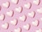 Pattern from pink polygonal paper hearts. Holiday background for Valentines Day. Love concept. Plain colored. Monochrome