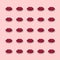 Pattern plates with cranberries isolated on a pink background.
