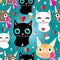 Pattern of portraits of cats