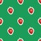 Pattern of realistic image of delicious ripe strawberries same sizes. Green background