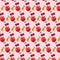 Pattern of realistic red apple, yellow pear and red cherry fruits