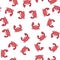 Pattern red crab on white background. Cute sea crab seamless pattern. Marine life and animals concept. Sea underwater