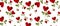 Pattern red heart rose petals on a stalk