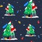 Pattern with Santa decorates the Christmas tree