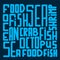 A pattern of seafood Words. Vector Letters in doodle style. Background lettering Fish, Sea, Ocean, Food, Shrimp, Crab