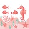Pattern seahorse and seaweed isolated icon