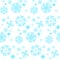 The pattern is seamless from beautiful, Christmas, carved, new-year, festive unique blue, turquoise and white snowflakes of differ