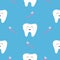 Pattern Seamless Brush Tooth health. Cute funny cartoon smiling character. Oral dental hygiene. Children teeth care. Baby texture.