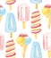 Pattern seamless of colorful ice cream ice lolly