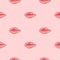 Pattern seamless lips, pink background. Art continuous illustration kiss. Hand drawn abstract art modern