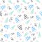 Pattern seamless multicolored squiggles. Cheerful background with springs in doodle style. Vector playful confetti