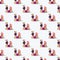 Pattern seamless, toys hares with pink heart on a white background