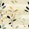 Pattern with several plants on a beige background in sleek and stylized design (tiled)