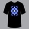 Pattern on shirt, for example application. Set neon patterns on black shirt. On textile, fabric, object, paper